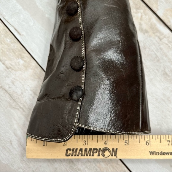 Tellenzi Womens Sz (37) 6 Wedge Heel Brown Leather Knee Boots Boho Witchy Strega - Picture 6 of 16